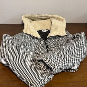 Black and White Checkered Hooded Jacket